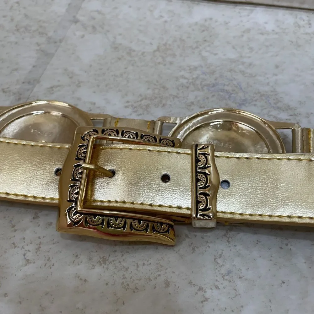 CAPTIVA COLLECTIBLES GOLD‎ MEDALLION BELT IN PU SPLIT LEATHER